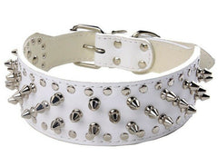 Spiked Studded Rivet PU Leather Dog Collar Pit Bull BLACK L XL FOR LARGE BREEDS