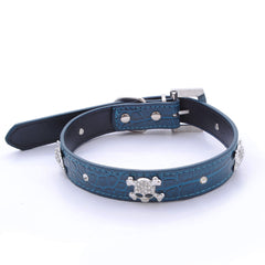 SKULL Diamond & Crystal Rhinestone Leather Dog Collar Puppy Cat XS S Small Bling