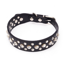 Pretty Diamond Crystal Rhinestone Leather Bling Collar Dog Puppy Cat Kitten XS S