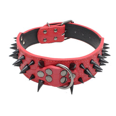 RAZOR SHARP Spiked Studded Rivet PU Leather Dog Pet Puppy Collar 2" Large BLACK