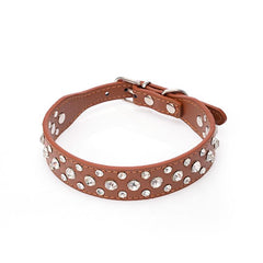 Pretty Diamond Crystal Rhinestone Leather Bling Collar Dog Puppy Cat Kitten XS S