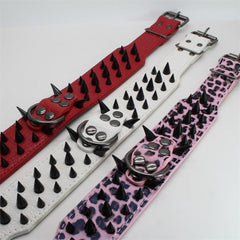 RAZOR SHARP Spiked Studded Rivet PU Leather Dog Pet Puppy Collar 2" Large BLACK