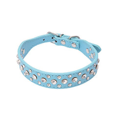 Pretty Diamond Crystal Rhinestone Leather Bling Collar Dog Puppy Cat Kitten XS S