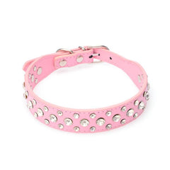 Pretty Diamond Crystal Rhinestone Leather Bling Collar Dog Puppy Cat Kitten XS S