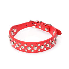 Pretty Diamond Crystal Rhinestone Leather Bling Collar Dog Puppy Cat Kitten XS S